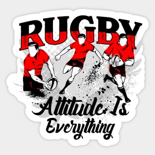 Rugby player– Drop, Pass, Run - Attitude is everything Sticker